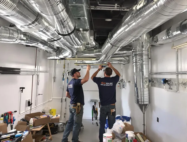 Acushnet Air Duct Cleaning technician applying professional duct sealing solutions in Acushnet