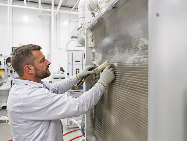 Acushnet Air Duct Cleaning technician performing precision commercial coil cleaning at a Acushnet business